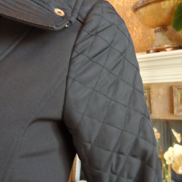 Michael Kors Black Belted Quilted Pea Coat Size PXS - Picture 12 of 16